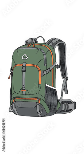 Green and Orange Hiking Backpack for Outdoor Adventures.