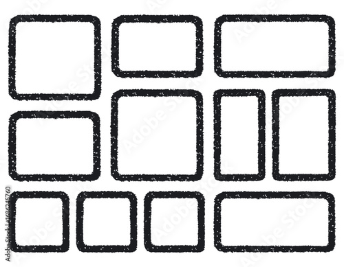 クレヨンラインの角丸四角フレームセット/黒