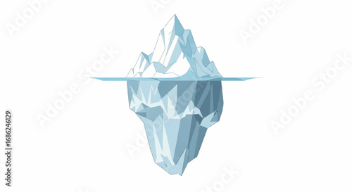 Iceberg floating in water with visible underwater part.