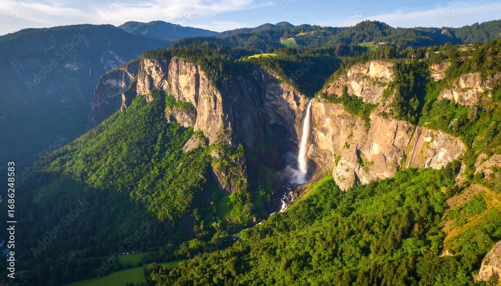 Fototapeta premium Majestic Waterfall Cascading Down Mountainside