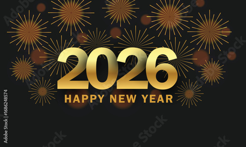 2026 Happy New year background with fireworks design