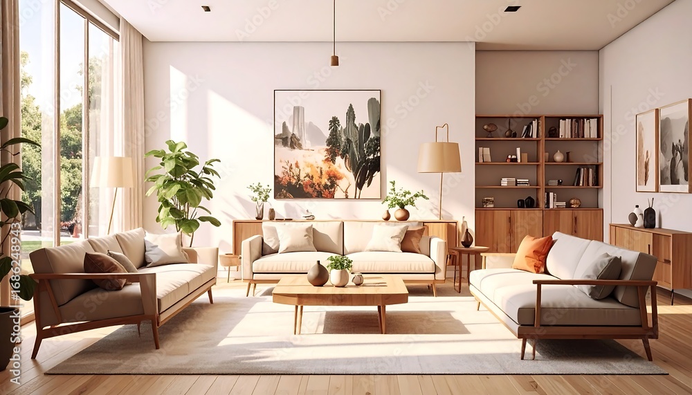 Fototapeta premium Sunny modern living room