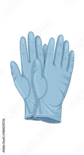 Pair of Blue Disposable Medical Gloves.