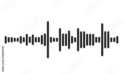 Black Podcast sound wave silhouette art. Audio waveforms  icons. soundwave silhouette on white background resembling digital audio waveform or city skyline, ideal for music and technology themes.