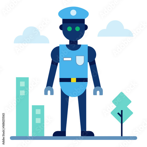 robot police officer in uniform vector