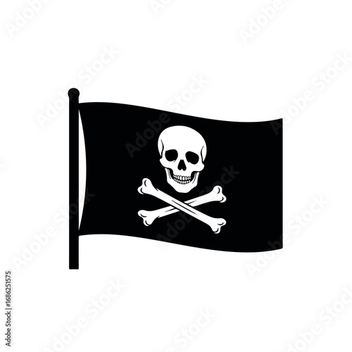 Pirate Flag with Skull and Crossbones.