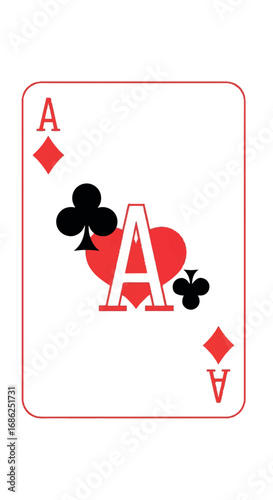 Playing Card Ace of Hearts and Clubs.
