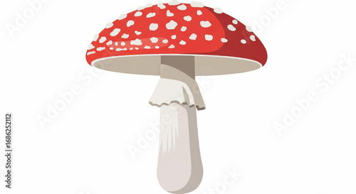 Red and White Spotted Mushroom Illustration.