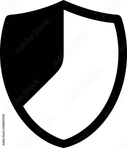 Simple shield icon symbolizing cybersecurity and data protection. A vector graphic emblem for internet safety, privacy, and antivirus software status