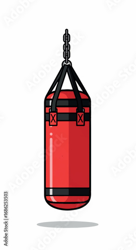 Red Punching Bag Hanging for Boxing Training 1.