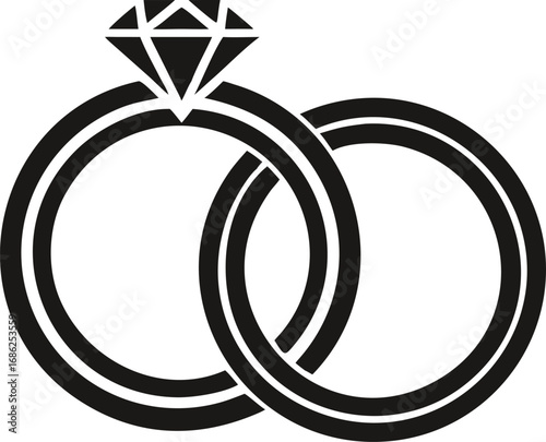 Elegant Wedding Rings Symbolizing Eternal Love and Commitment Graphic Depiction of Matrimony Ceremony and Strong Relationship Bond