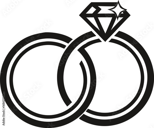 Elegant Wedding Rings Symbolizing Eternal Love and Commitment Graphic Depiction of Matrimony Ceremony and Strong Relationship Bond