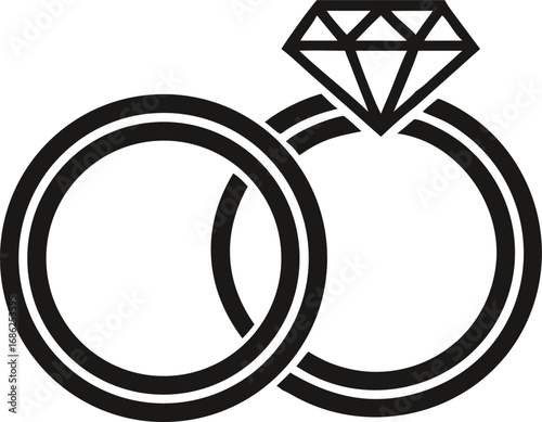 Elegant Wedding Rings Symbolizing Eternal Love and Commitment Graphic Depiction of Matrimony Ceremony and Strong Relationship Bond