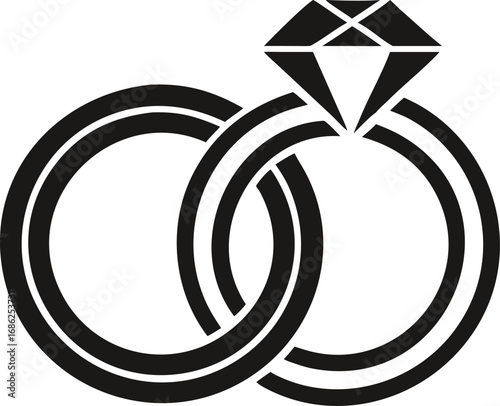 Elegant Wedding Rings Symbolizing Eternal Love and Commitment Graphic Depiction of Matrimony Ceremony and Strong Relationship Bond