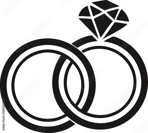 Elegant Wedding Rings Symbolizing Eternal Love and Commitment Graphic Depiction of Matrimony Ceremony and Strong Relationship Bond