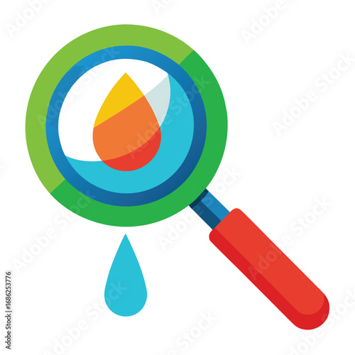 Magnifying glass with water drop inside