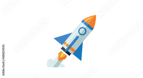 Rocket Launching into Space with Flames.