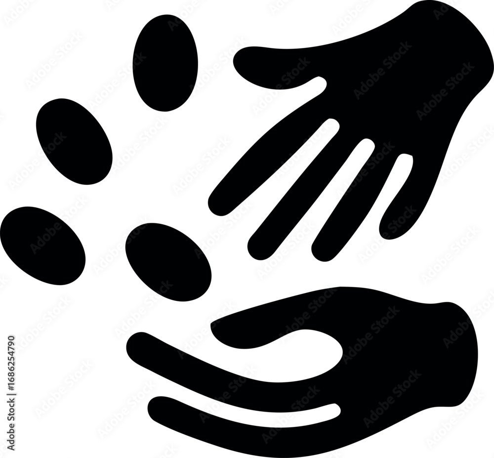 Fototapeta premium Giving and Receiving Hands Sharing Small Objects, Symbolic of Generosity, Support, and Community