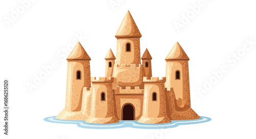 Sandcastle on a white background.