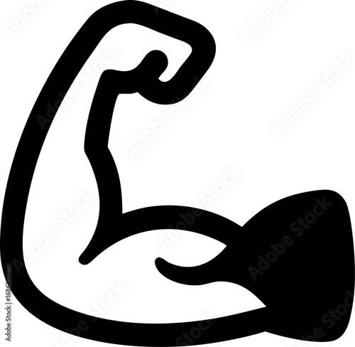 Powerful Bicep Strength, Fitness, Muscle, Workout, Bodybuilding Icon