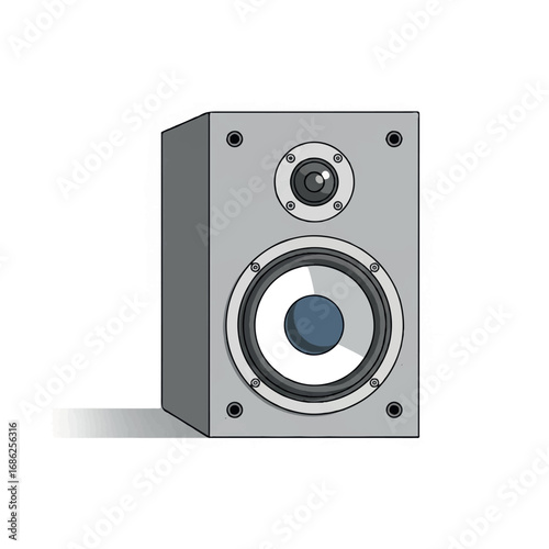 Single gray speaker with shadow on white background.