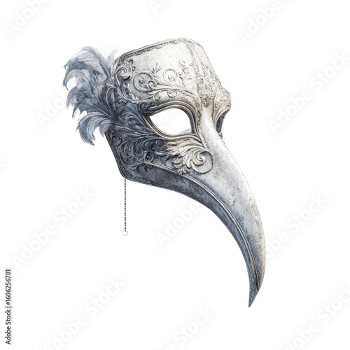 Elegant White Venetian Plague Doctor Mask with