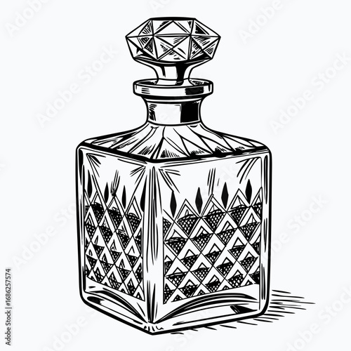 Illustration of a vintage crystal decanter