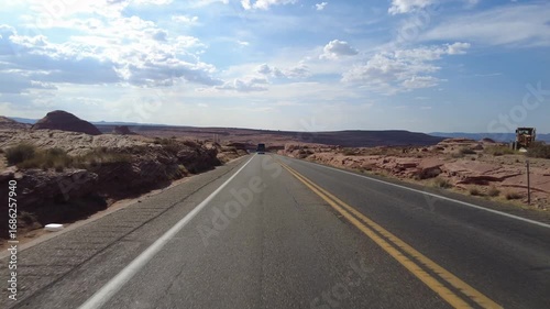Driving Plate Arizona Page Desert Highway Southbound Multicam Set 01 Rear View Southwest USA