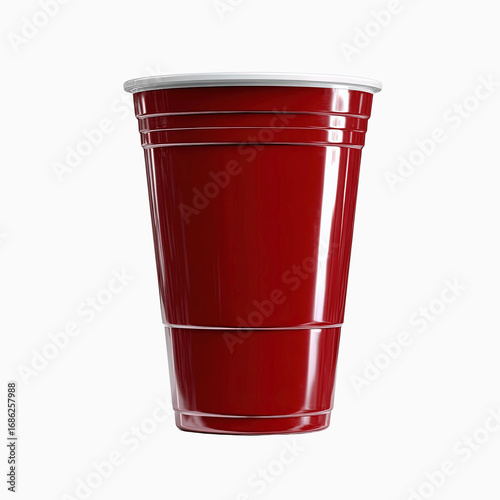 Red Plastic Party Cup with Lid - Isolated on