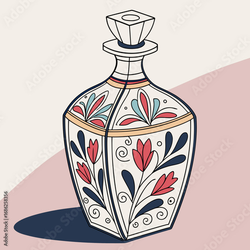 Vector art of ornate decanter with floral pattern, a decorative and stylish vessel illustration