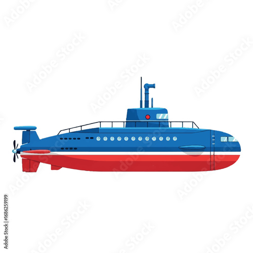 Submarine isolated on white background.