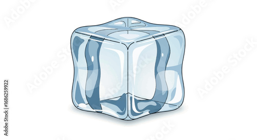 Transparent Ice Cube Vector Illustration.
