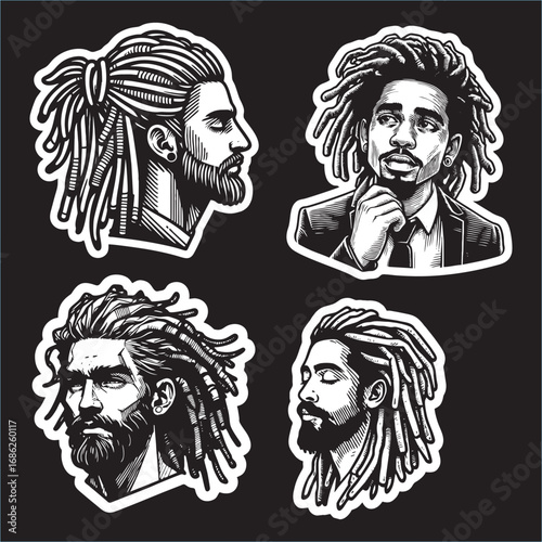 A illustrator of Dreadlock man with line drawing