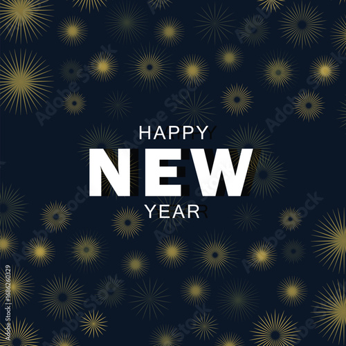 Happy new year 2026 background with gold fireworks