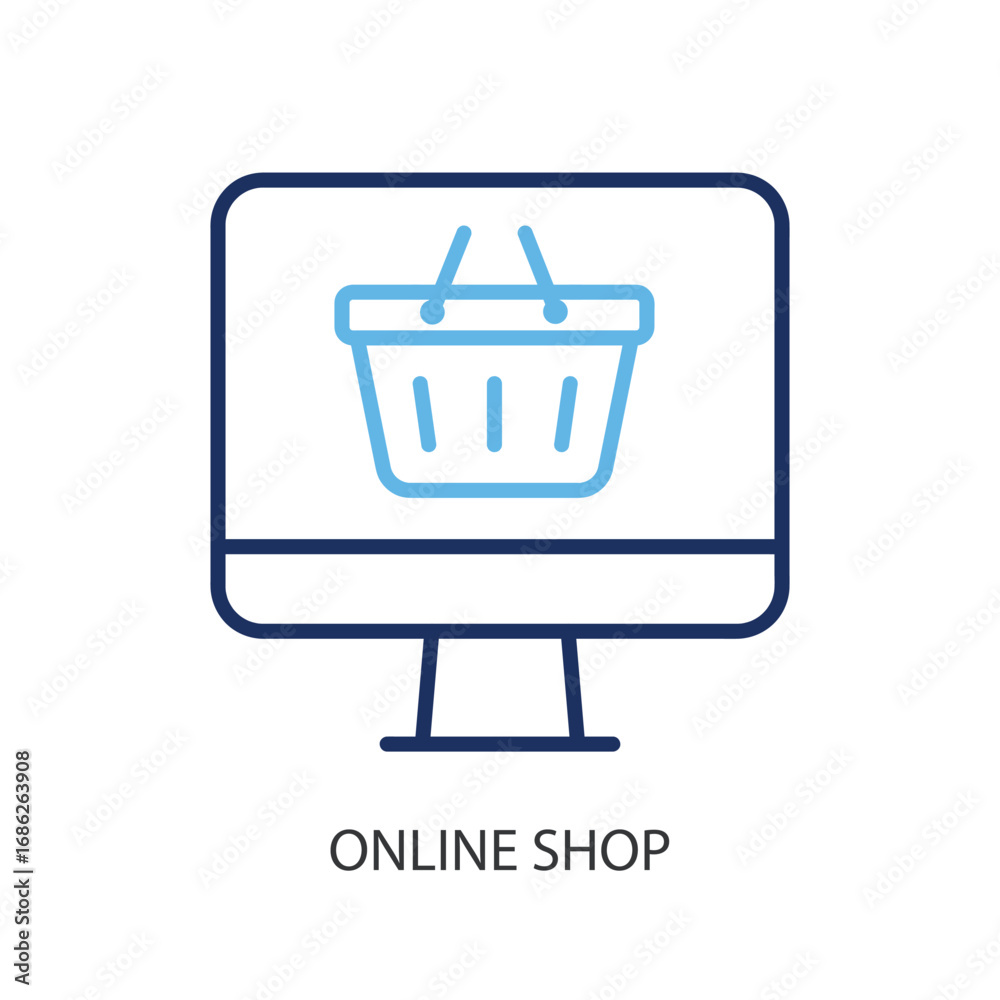 Fototapeta premium Online shop thin line vector icons.