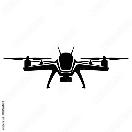 Drone silhouette isolated on white background