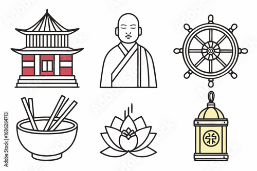 Vector art of hand drawn buddhism elements for decoration
