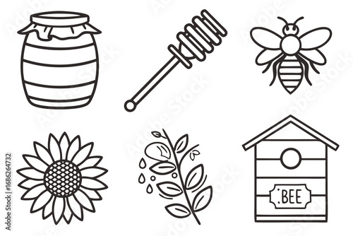 Vector art of honey and bee concept with sunflower