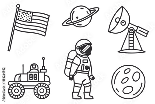 Vector art of space exploration icons in vector format