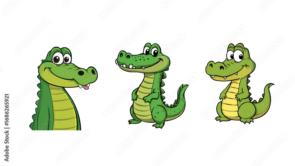 Obraz premium cartoon crocodile, with transparent background