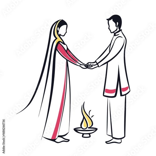 Traditional Indian Wedding Ceremony with Bride and Groom Sharing Light Symbolic of Their Union and New Beginnings
