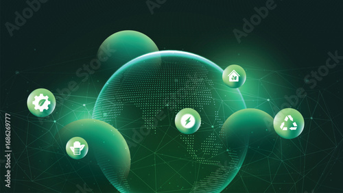 Futuristic Global Technology Network Green