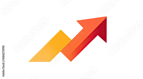 Free Download A vibrant, upward-pointing graphic arrow, composed of overlapping orange and red geometric shapes, against a black background.  The arrow's edges are slightly pixelated, creating a textured look - GFXLoad