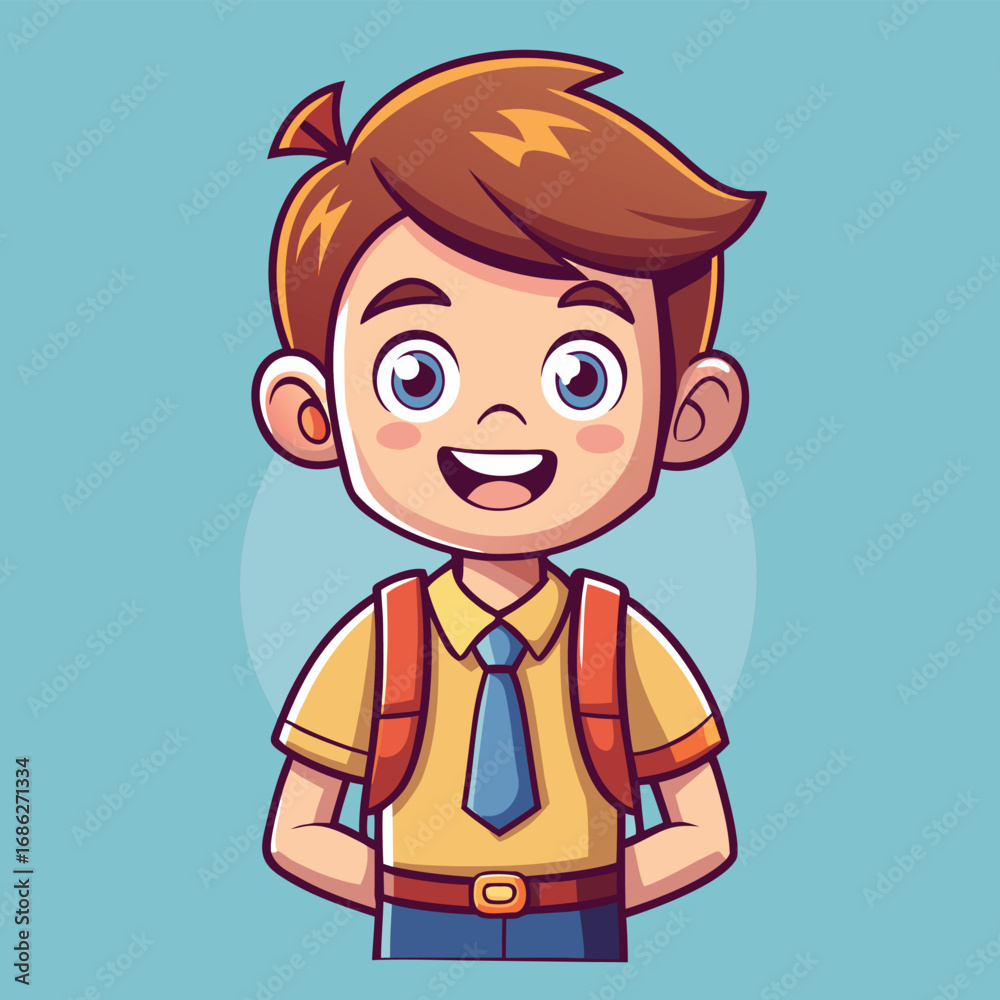 Obraz premium Cute Student Boy Illustration