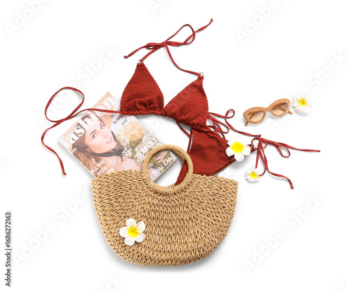 Stylish red swimsuit with b...