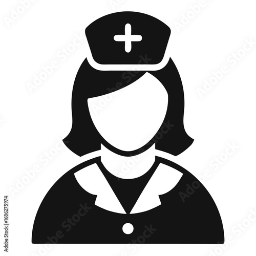 nurse icon silhouette on white background