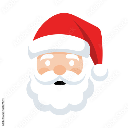 Illustration of santa claus face with red hat and white beard