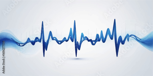 Blue cardiogram illustration showing a healthy heartbeat on a medical monitor graph