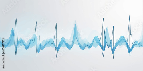 Abstract blue background with a green cardiogram line showing a healthy heartbeat