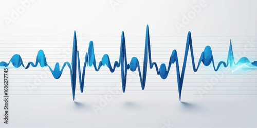 Vector heartbeat frequency graph with medical monitoring electrocardiogram line illustration